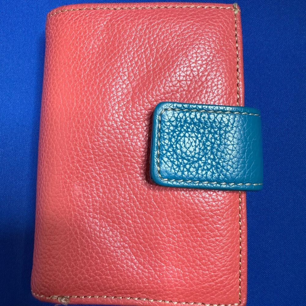 Stylish Pink and Blue Leather Wallet - Picture 1 of 10